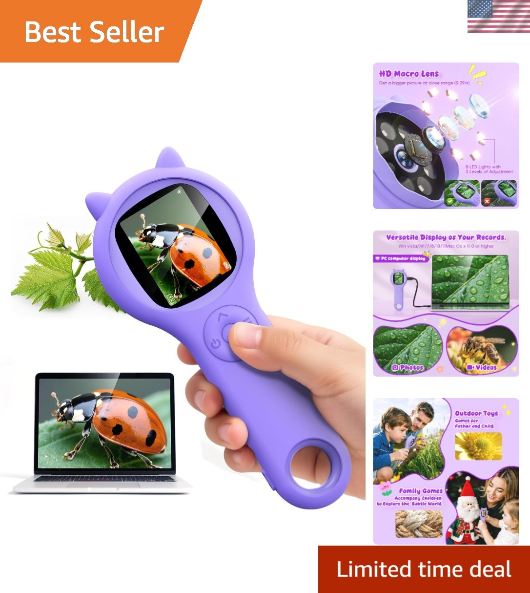 Microscope for Kids - Electronic Handheld Magnifying Glass for Children-STEM ...