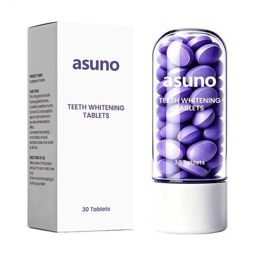 Asuno Teeth Whitening Tablets, Purple Toothpaste Tablets with Menthol, Xylitol