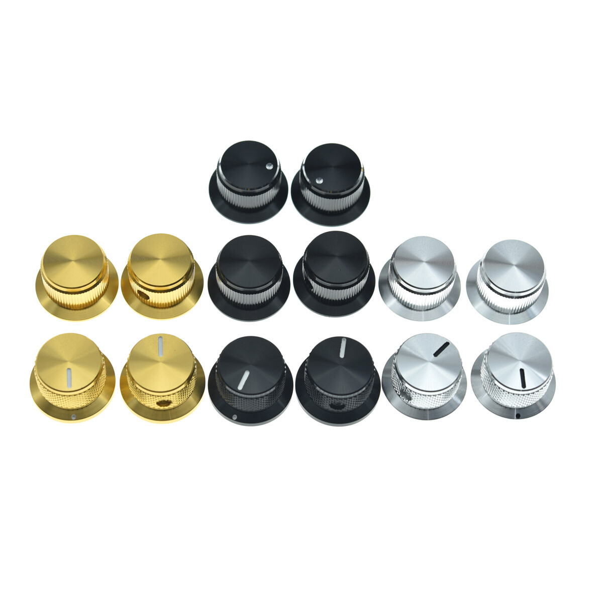 3pcs Metal Pot Knobs 1/4" Top Hat Knobs Bell Knobs fits Guitar/Bass/AMPS/Preamps