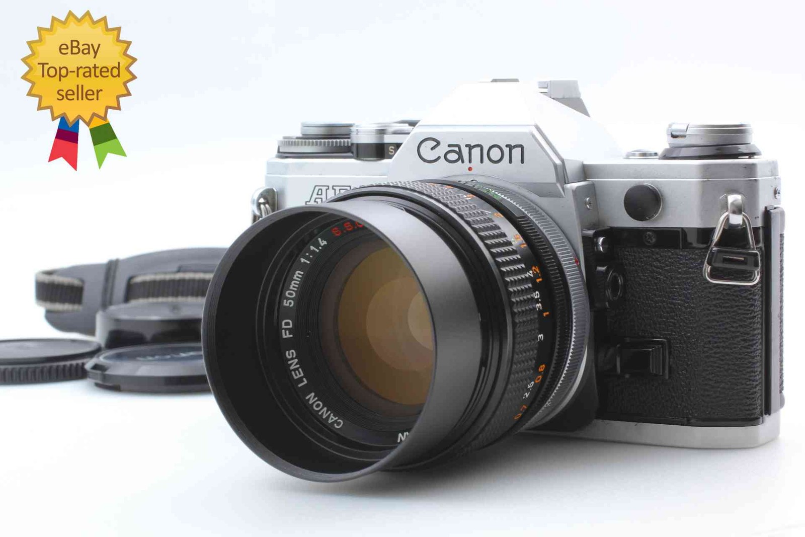 [ Near MINT w/ Hood Strap ] Canon AE-1 FD 50mm f/1.4 SSC S.S.C. Lens From JAPAN