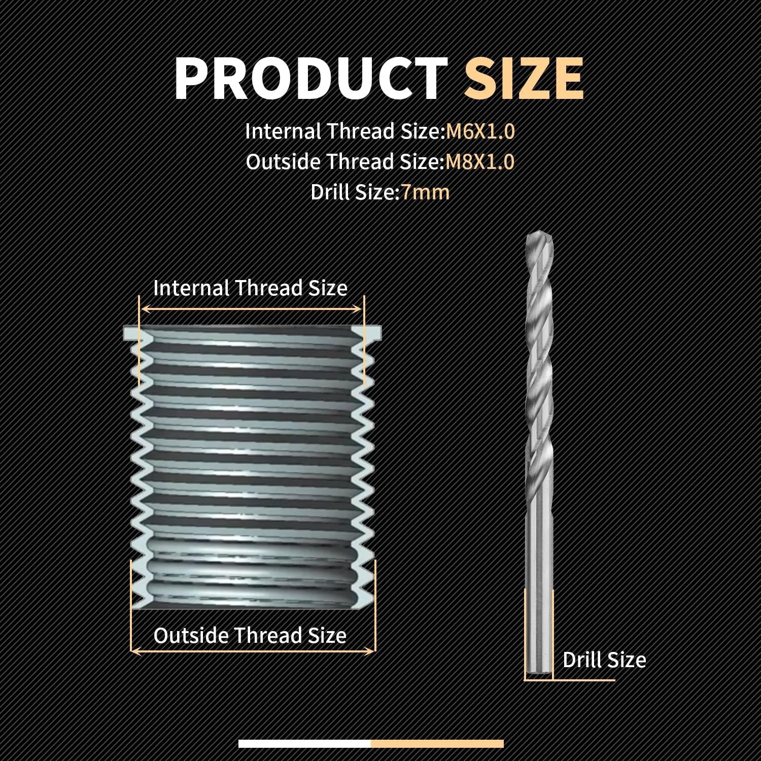 M6X1.0 Thread Repair Kit with 9.4mm Insert HSS Drill, Tap, Installation Driver