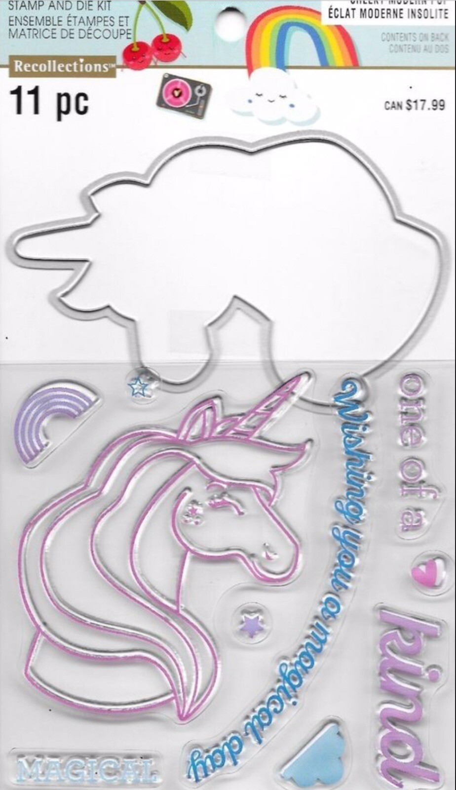 Recollections Unicorn🦄Cheeky Modern Pop Stamp & Matching Die Set