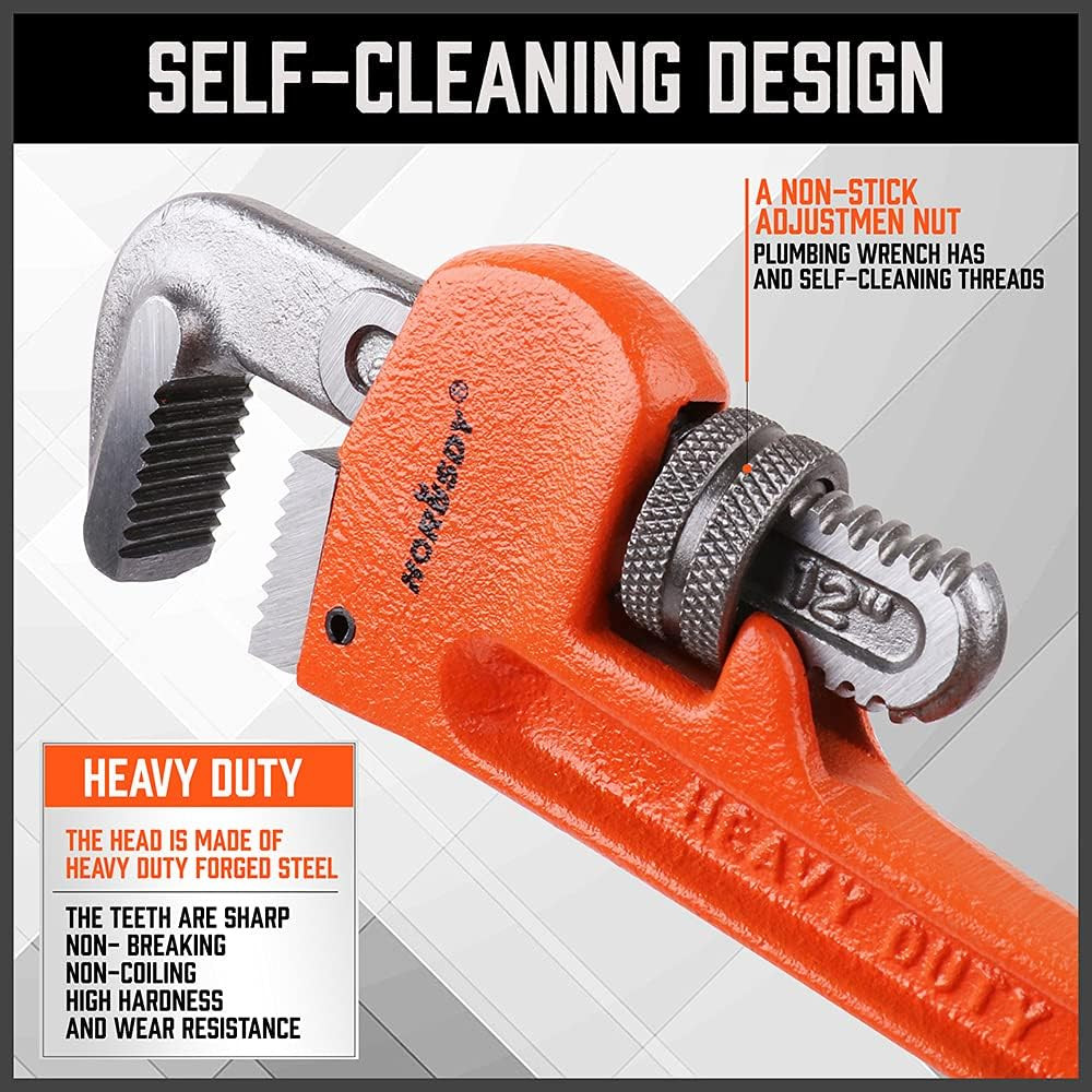 4 Pack Heavy Duty Adjustable Pipe Wrench Set 8" 10" 12" 14"