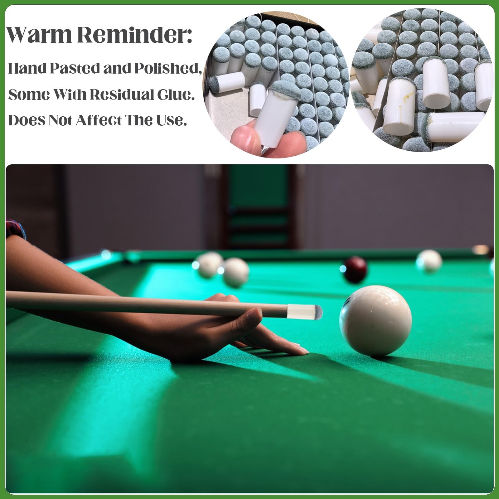 Keromtein 20pcs Slip On Pool Cue Tips, 4 Sizes Queue white and grey