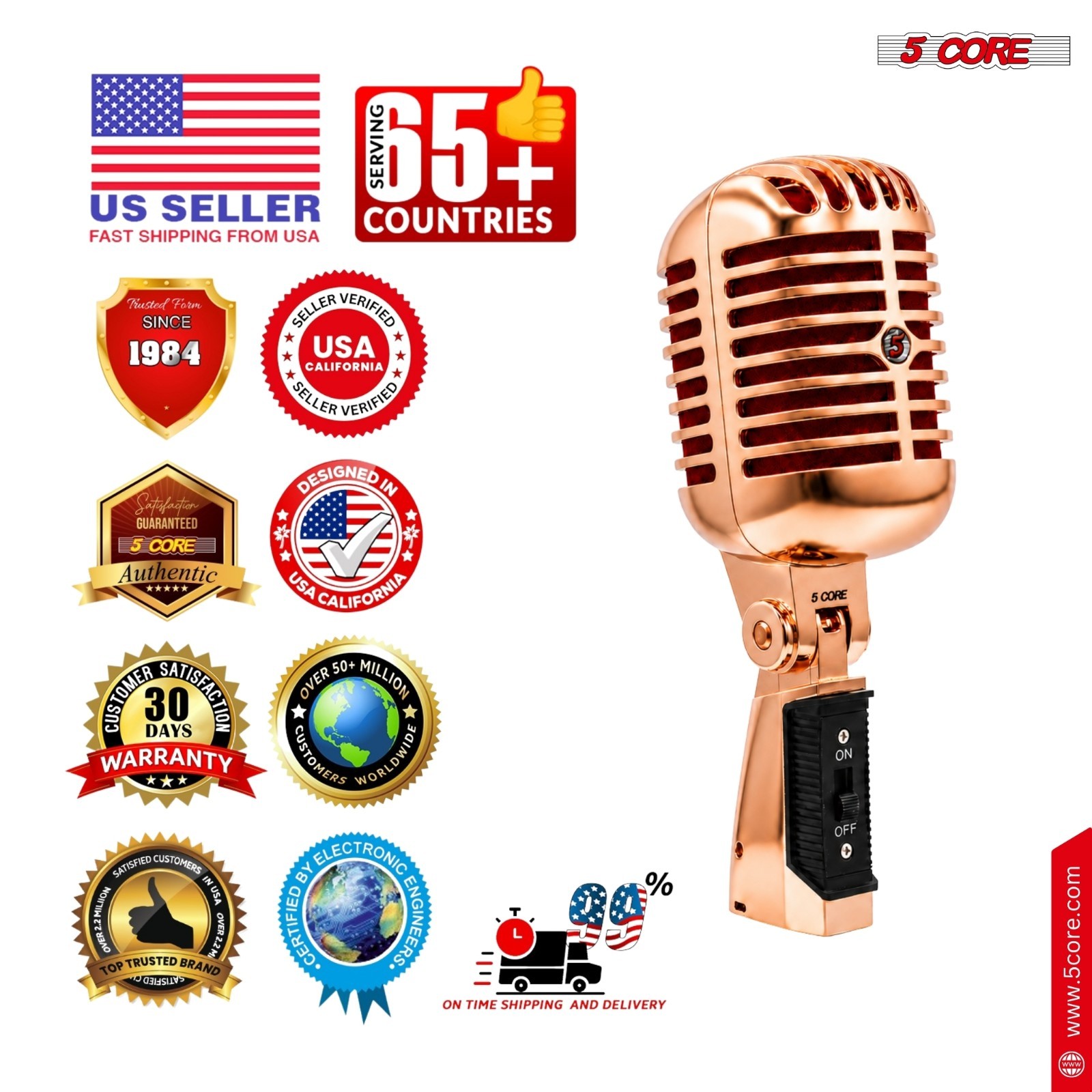5 Core Retro Dynamic Vocal Iconic Microphone Vintage Classic Unidirectional Mic
