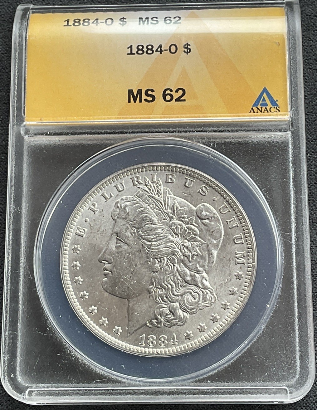 1884 O Morgan Silver Dollar ANACS Graded MS62 Nice White 90% Silver Coin