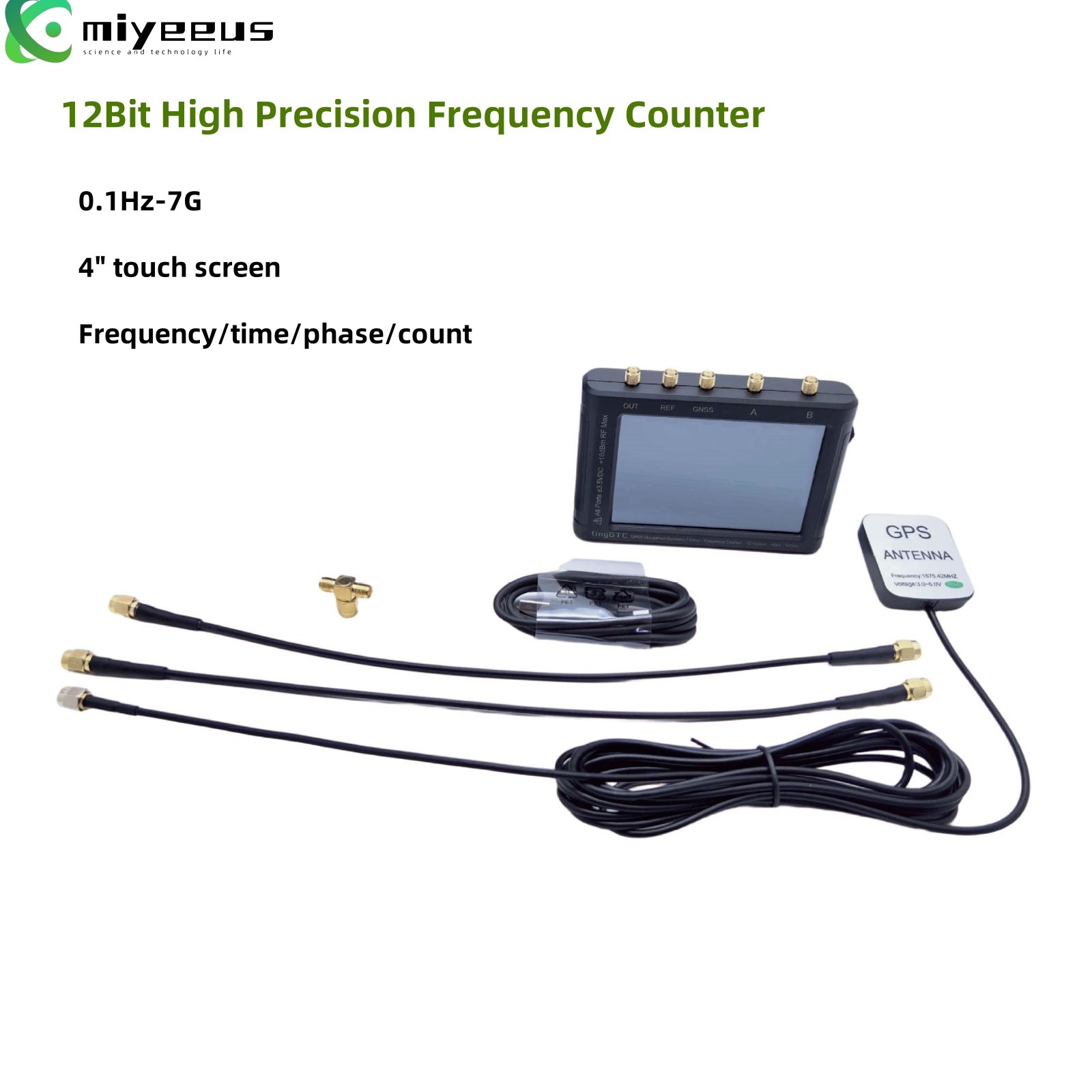 TINYGTC ZC407 0.1Hz-7G 12Bit Frequency Counter w/GNSS Disciplined Oscillator