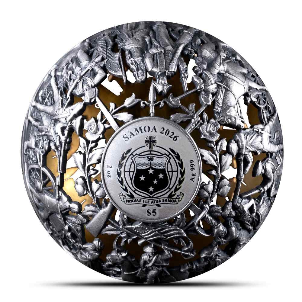 2026 2 oz Samoa Silver Filigree Spherical Revolution and Freedom Coin (Box, CoA)