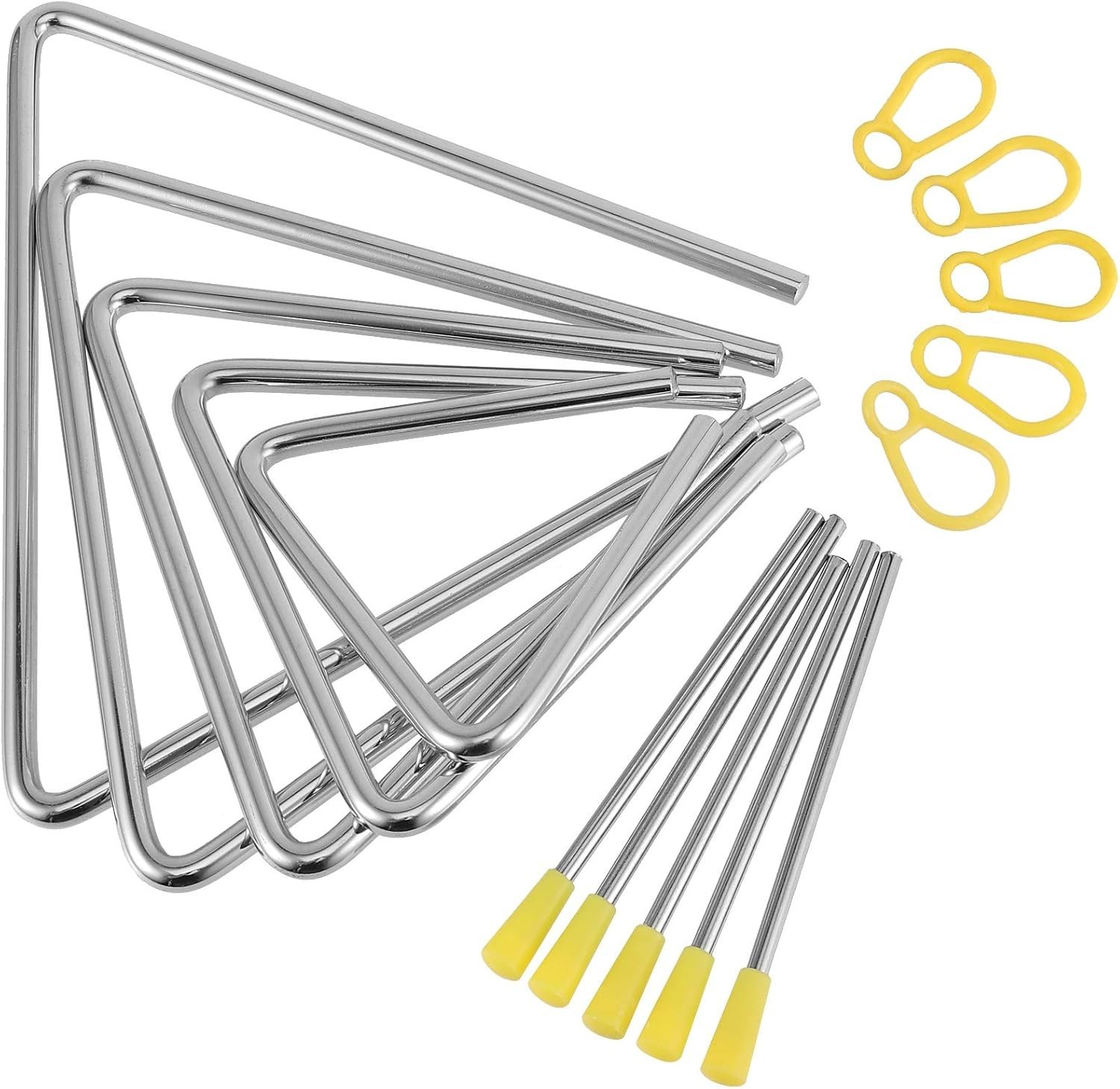 10 Pack Triangle Instrument, 4, 5, 6, 7, 8 Inch Musical Triangle Percussion Inst