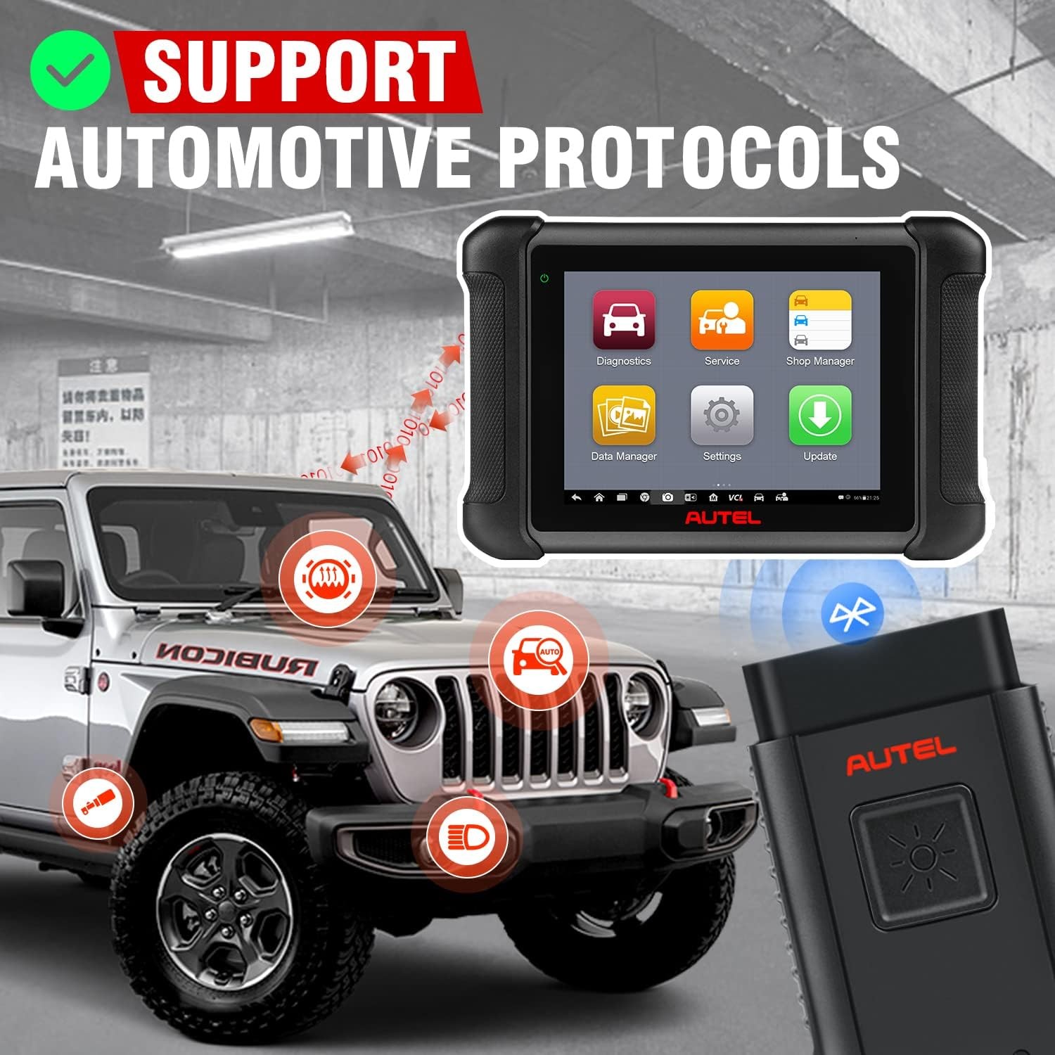 AUTEL MaxiSYS VCI100 Bluetooth for MS906BT MK908 MS908 Elite MS909 MS919 Ultra