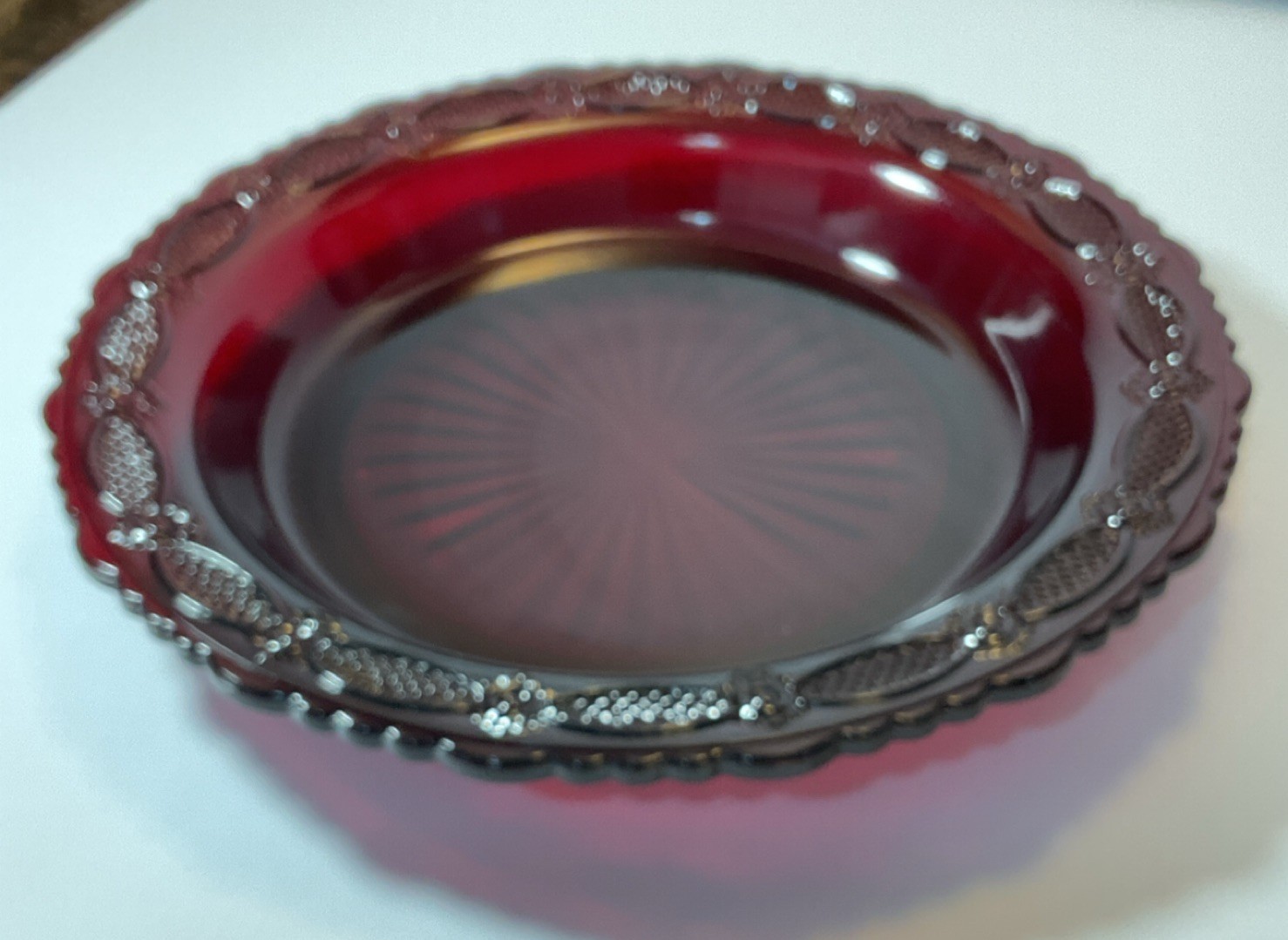 Avon Cape Cod Ruby Red Pie Plate Server New in Box