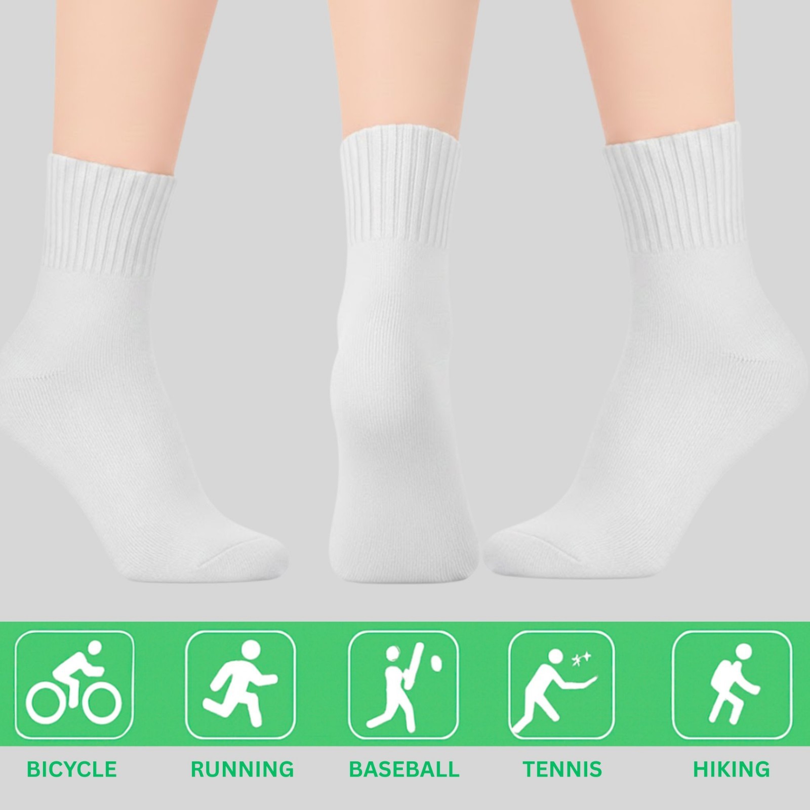 100% Cotton crew socks Pack of 3-12