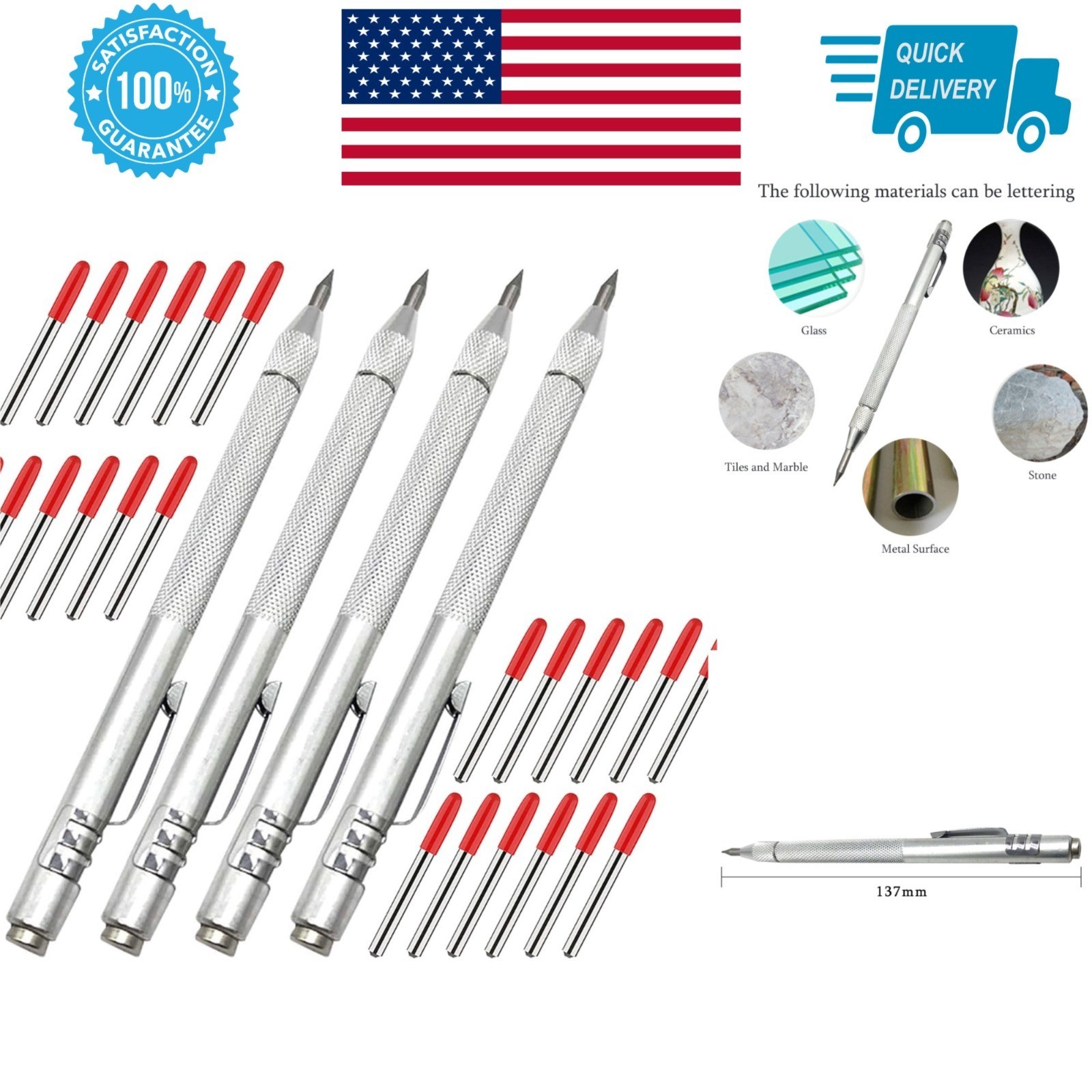 NEPAK 4 Pack Tungsten Carbide Scriber Tool for Machinists & Engraving