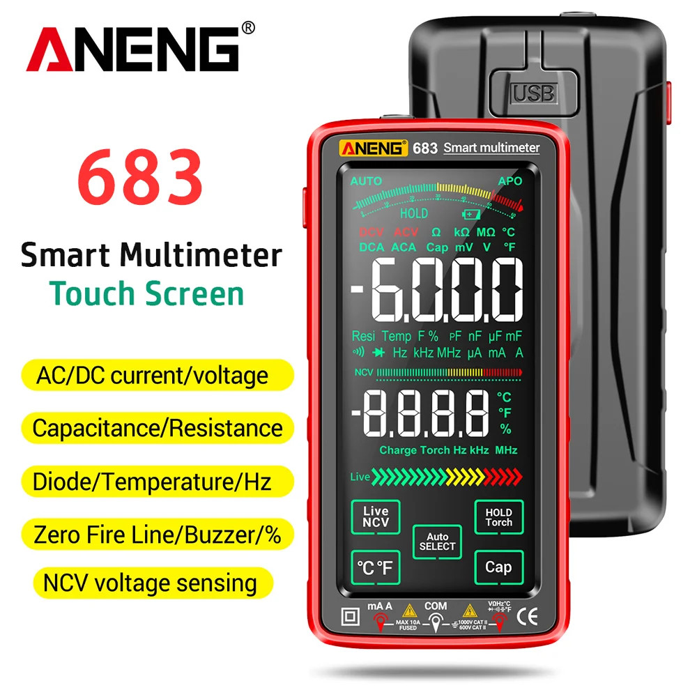 683 Smart Multimeter Rechargeable High-End Touch 6000 Counts Multimetro Test Mul