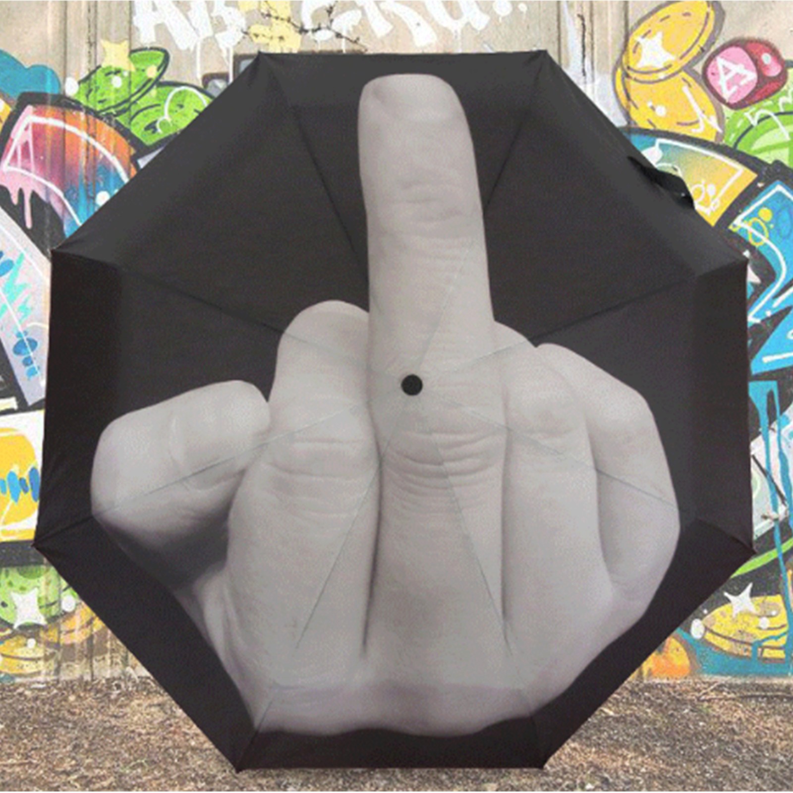 Funny Folding Middle Finger Umbrella Creative Gift Waterproof & Windproof Sturdy