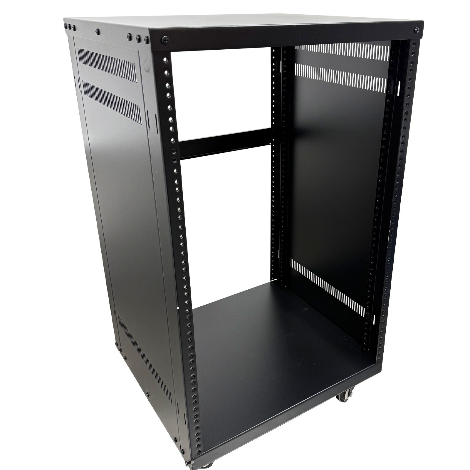 12 Space Studio Rack Case with 4" Caster Wheels 12U Open-Frame Server Rack