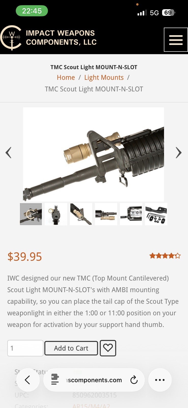 TMC Scout Light MOUNT-N-SLOT by Impact Weapons Components