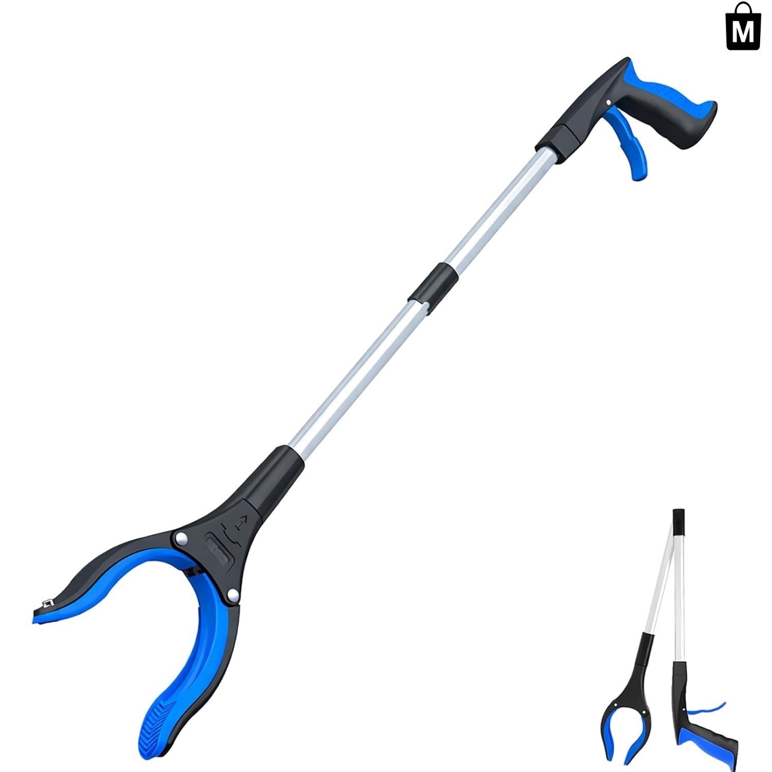 Blue 32” Portable Grabber Reacher - Ideal for Seniors and Outdoor Enthusiasts