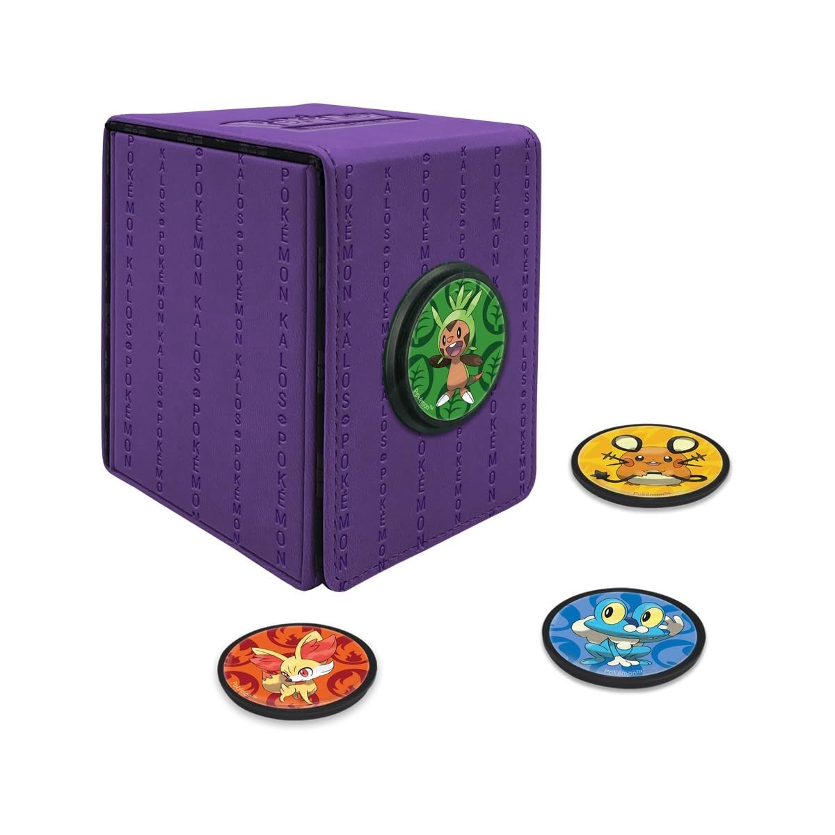 Ultra Pro Pokemon Alcove Click Deck Box KALOS 4 Magnetic Badges, Holds 100 Cards