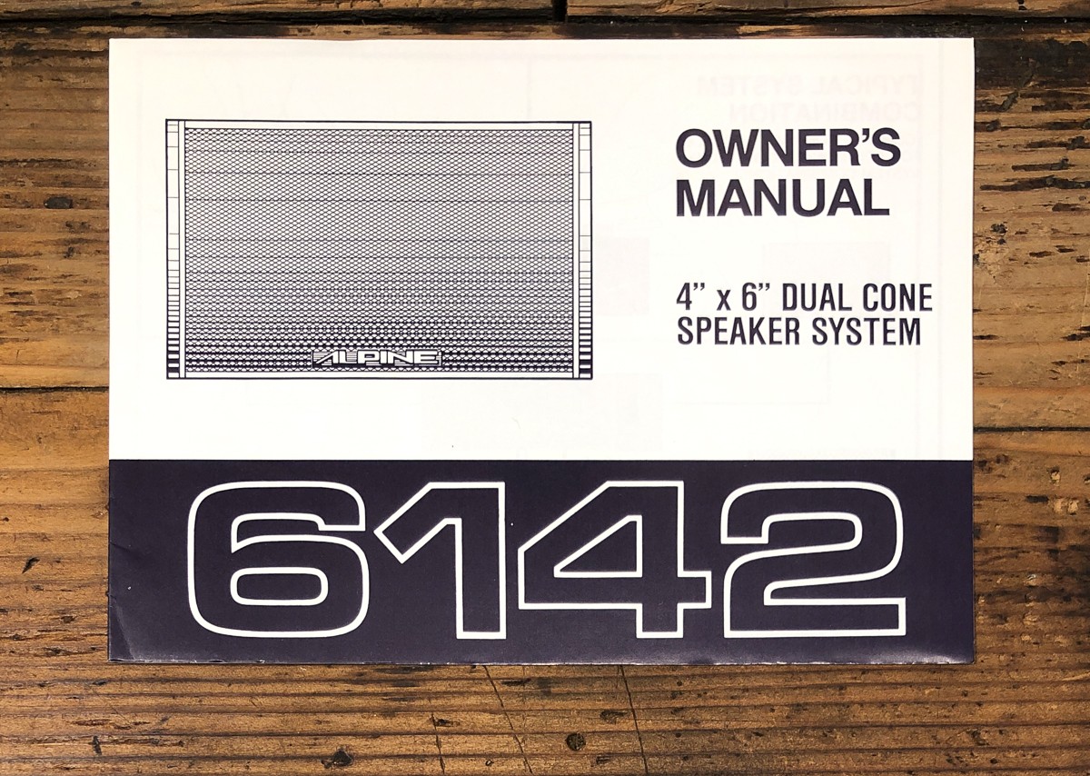 Alpine Model 6142 Speaker Owners / User Manual *Original*