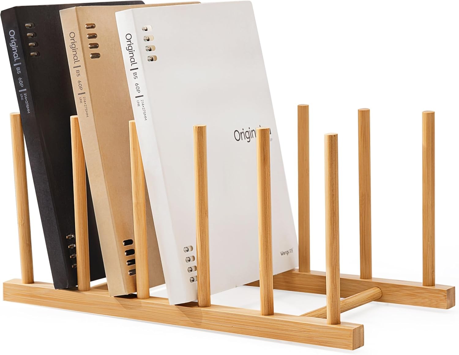Desk File Organizer 5 Section Upright File Sorter 1 Pack Bamboo File Holder Home