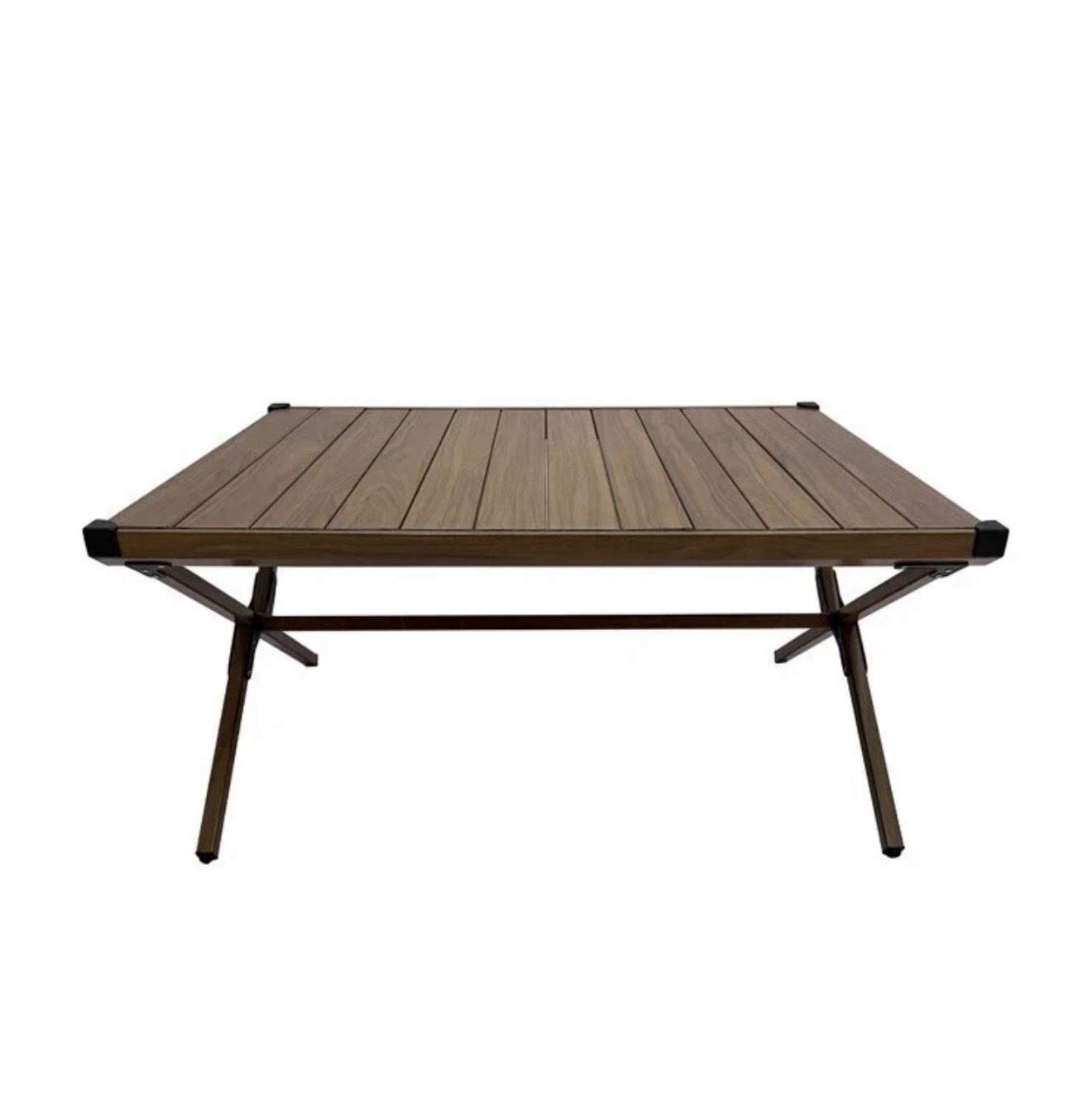 Ozark Trail Aluminum Roll-Top Camping Table, Dark Brown/ Lightweight & Practical