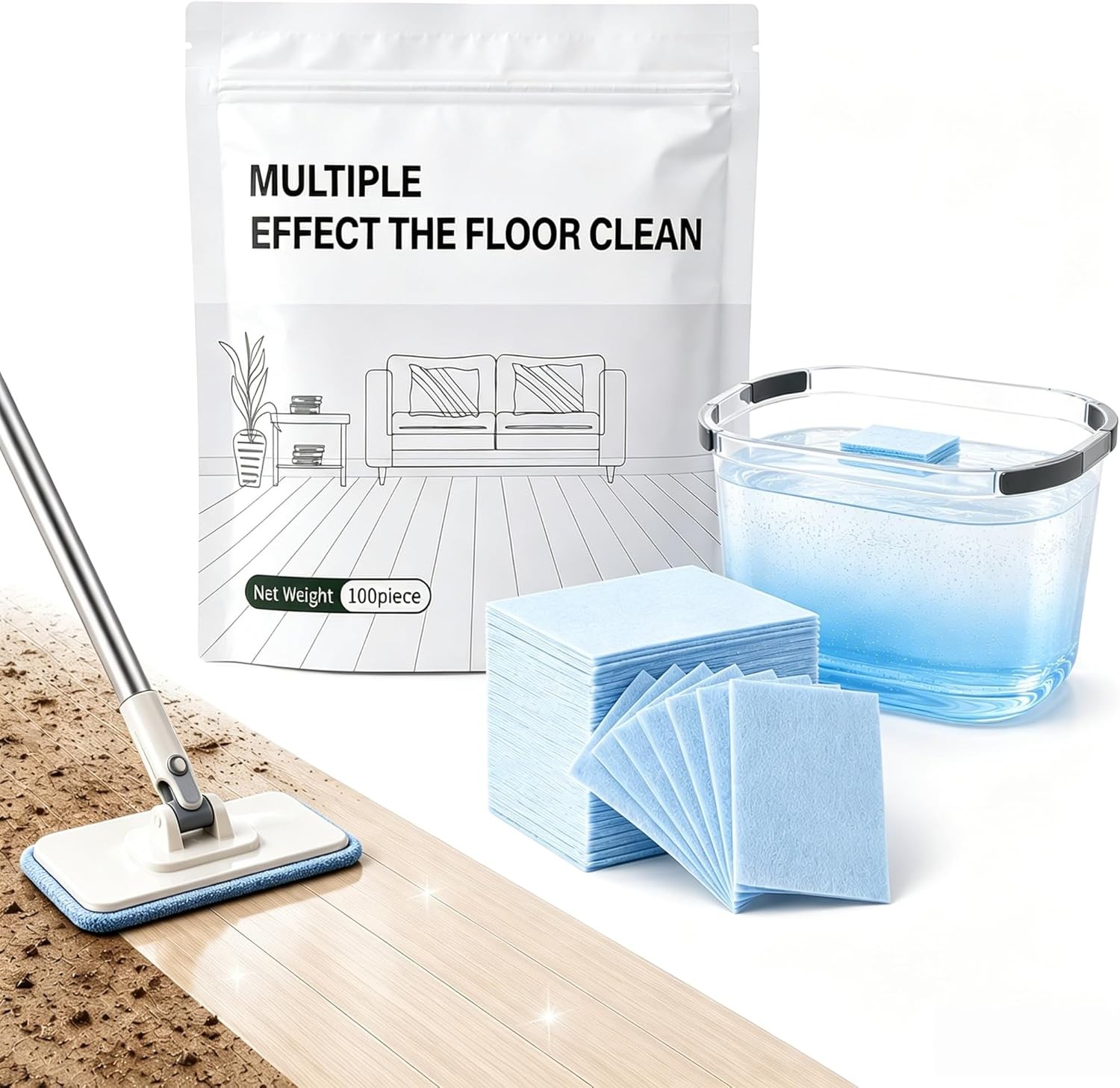 100Pcs Multi-Effect Floor Clean Floor Cleaning Tablets For Home Kitchen US