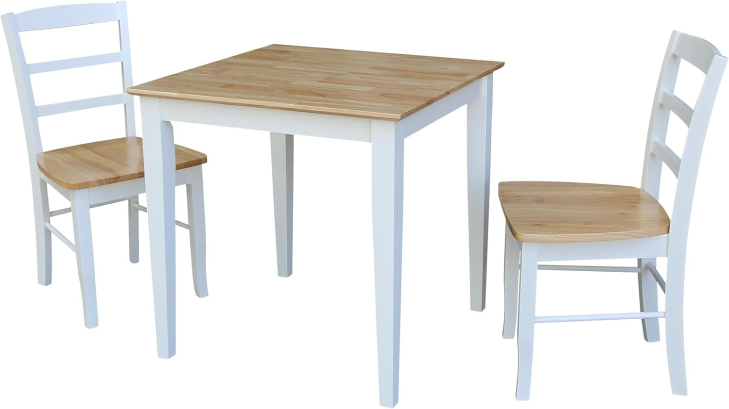 Dining Table Set with 2 Ladderback Chairs Solid Wood Parawood Kitchen/Dining Fur