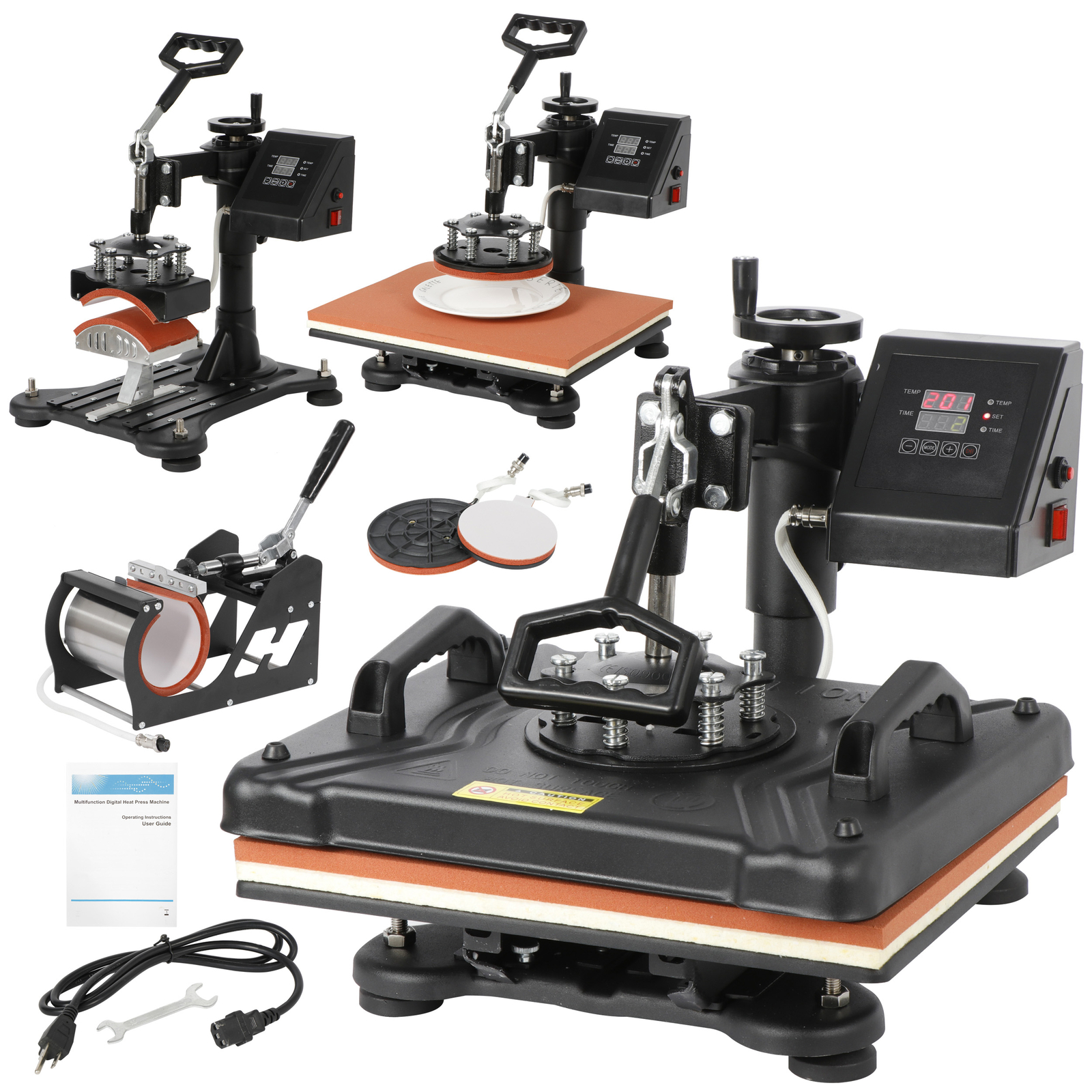 5 in 1 Heat Press Machine Digital Swing Away Sublimation T-shirt Mug Hat 12"x15"
