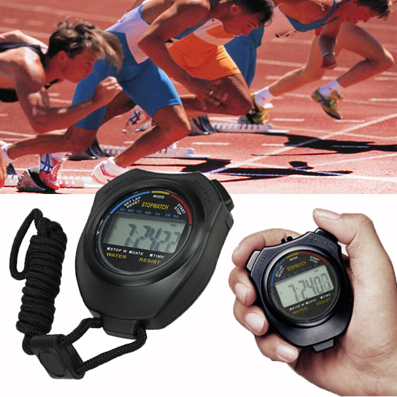 2x Professional Electronic LCD Timer Digital Sport Stopwatch Counter Timer US