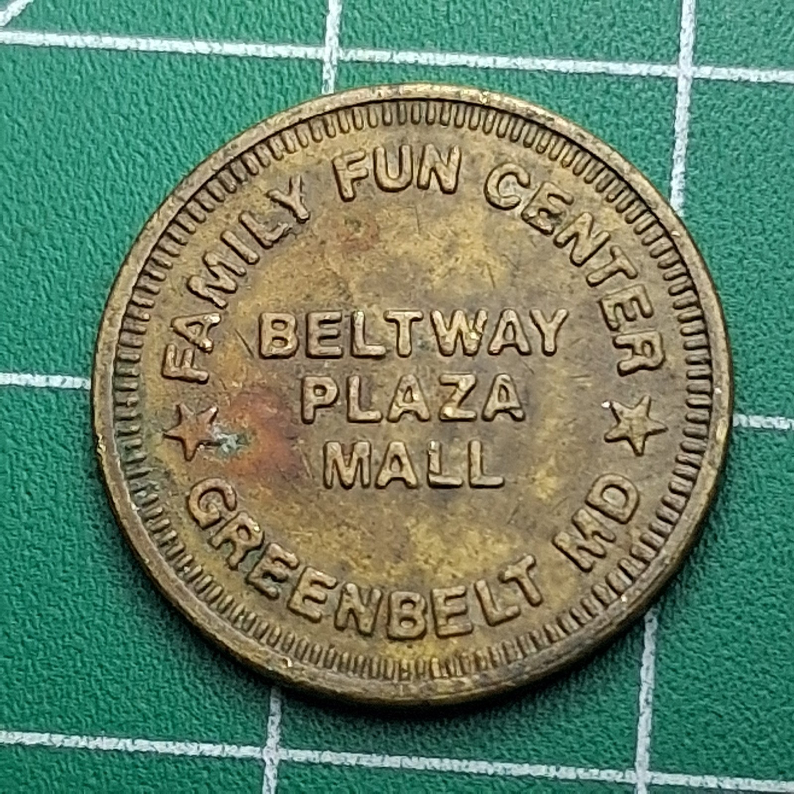 Vintage Family Fun Center Beltway Plaza Mall 1 Bronze Token Coin