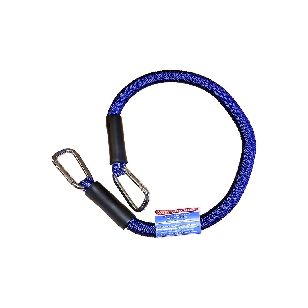 SuperBungee Blue 24 in. Marnine Cord with 2 Stainless Steel Carabiner Hooks