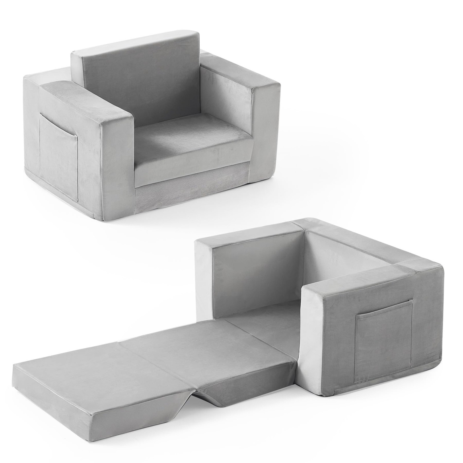 Kids Couch, 2-in-1 Toddler Chair Comfy 1-3 Years Old, Convertible Kids Chair,...