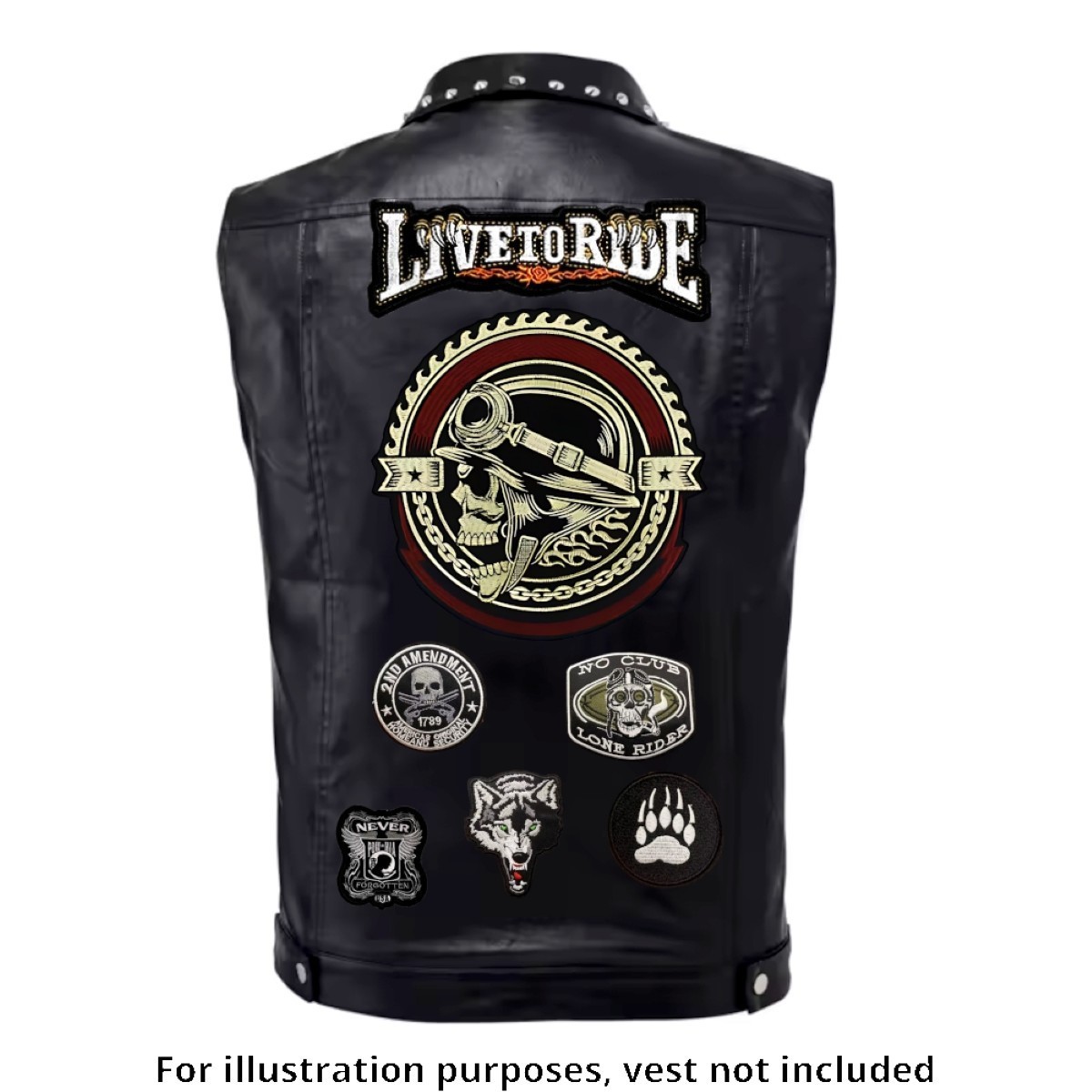 Large Gear Skull Motorcycle Jacket Patch Fine Embroidered Vest Back Patch