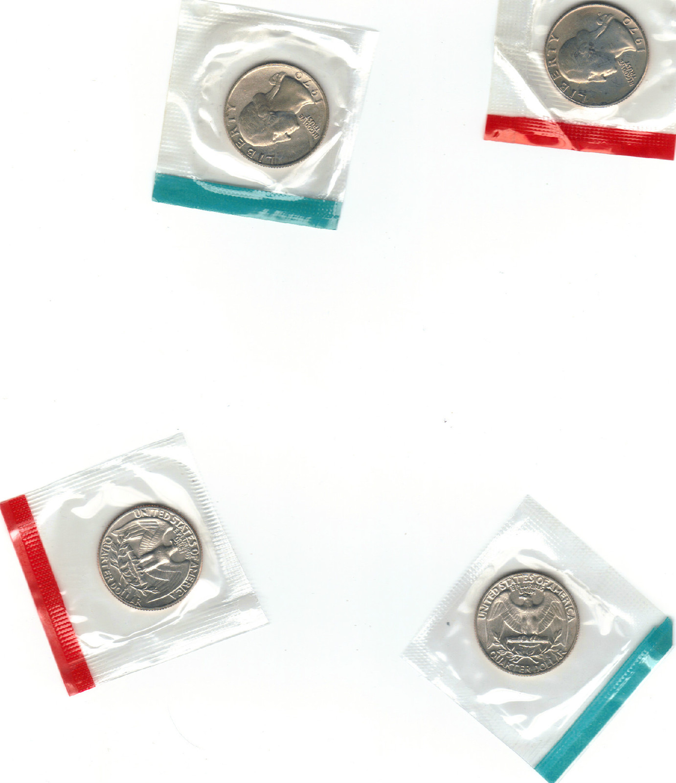1970 P+D WASHINGTON QUARTER UNCIRCULATED STILL IN MINT CELLO L@@K