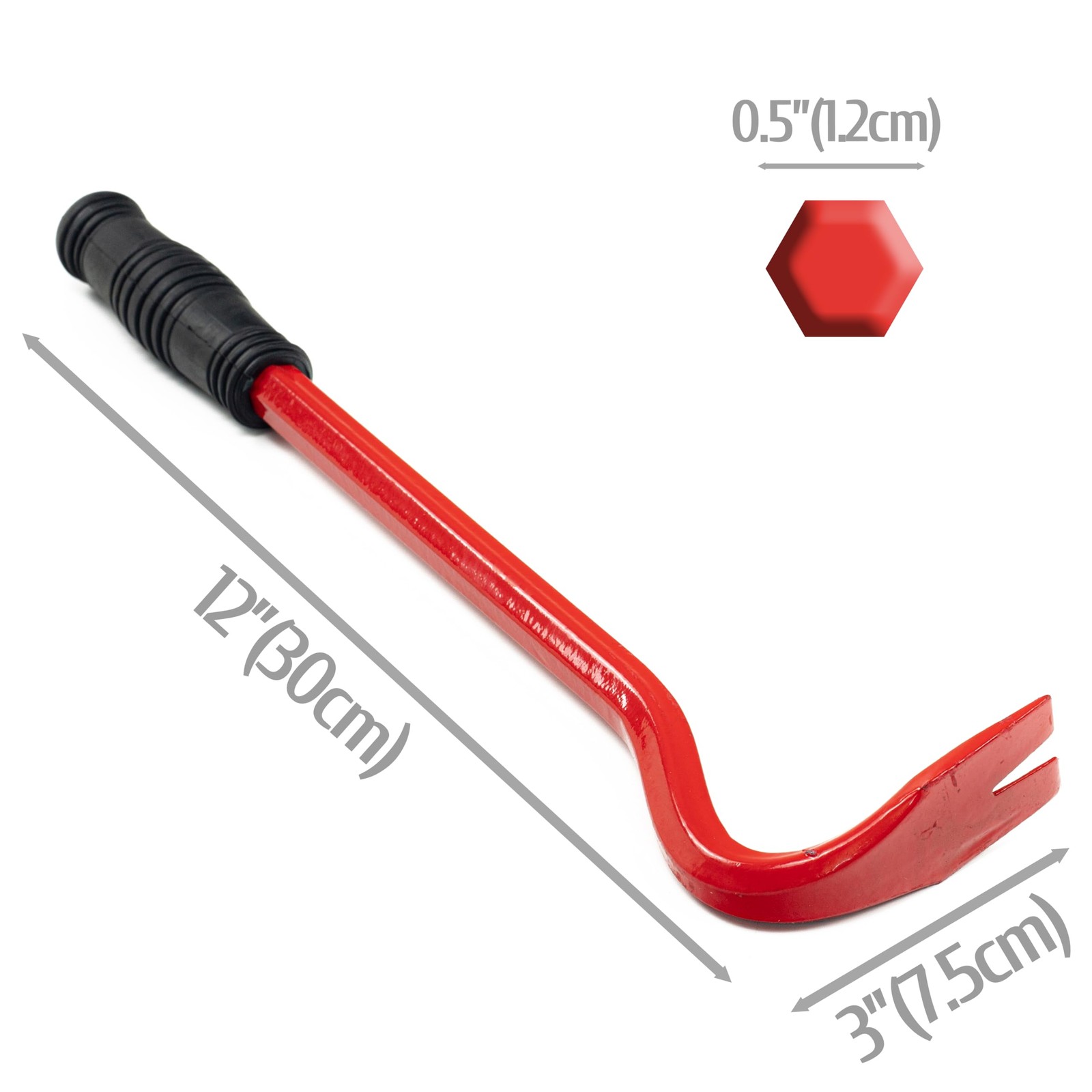 Small Angled Pry Bar Short Crow Bar Wrecking Bar Red with Handle Nail Puller ...