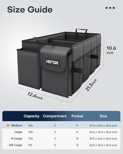 Trunk Organizer - Car Organizer, Foldable Trunk organizer for Medium Black