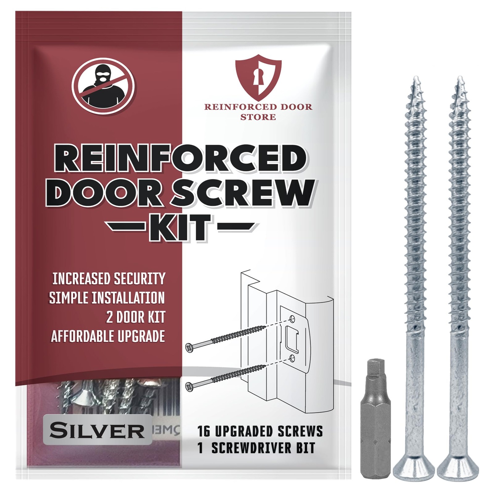 Reinforced Door Screw Kit for Strike Plates, Deadbolt Plates, and Hinges. 3-i...