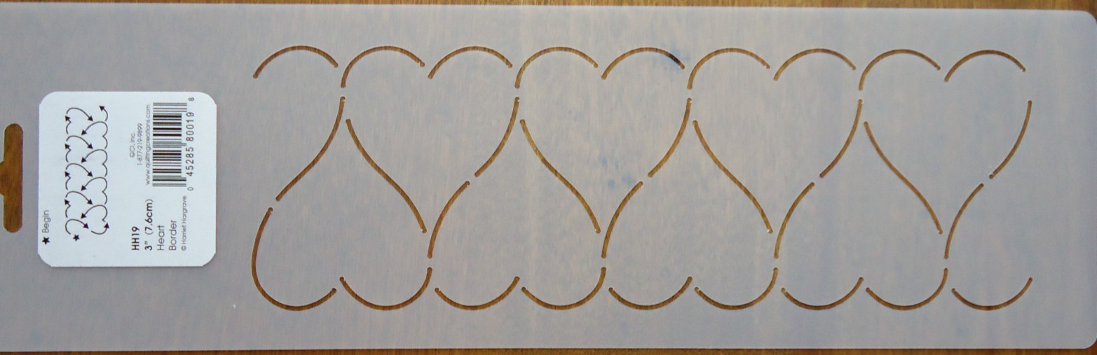 Stencil Quilting Heart Border quilt QC 3" 7.6cm template stitch sew HH19 hearts