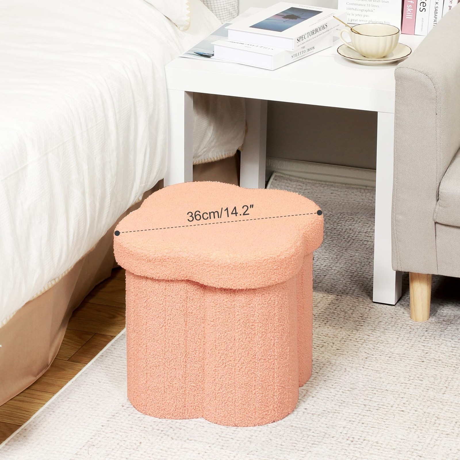 Storage Ottoman Cube, Flowers Shaped Ottomans with Storage Foot Stool Footres...