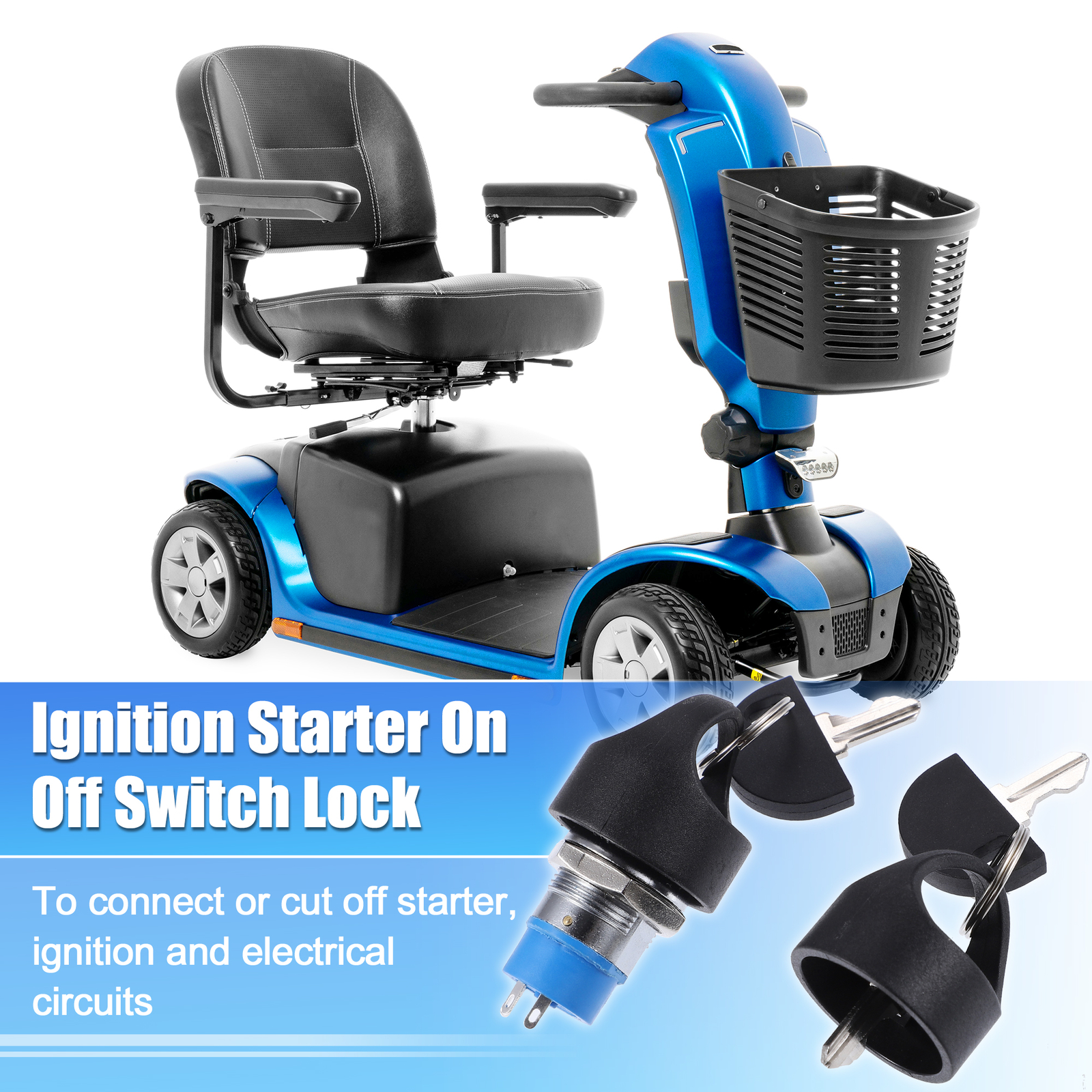 Ignition Starter On Off Switch Lock w/ 4 Keys for Mobility Electric Scooter