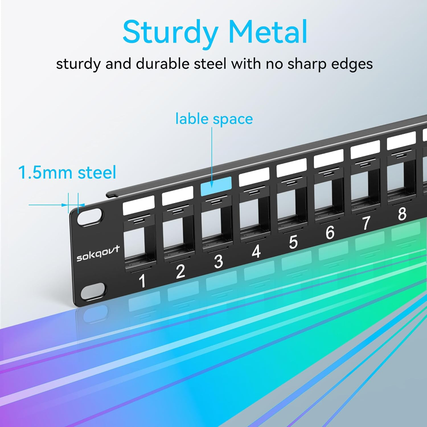 12 Port Mini Blank Keystone Patch Panel with Snap-In Design, Cat6 Network Patch