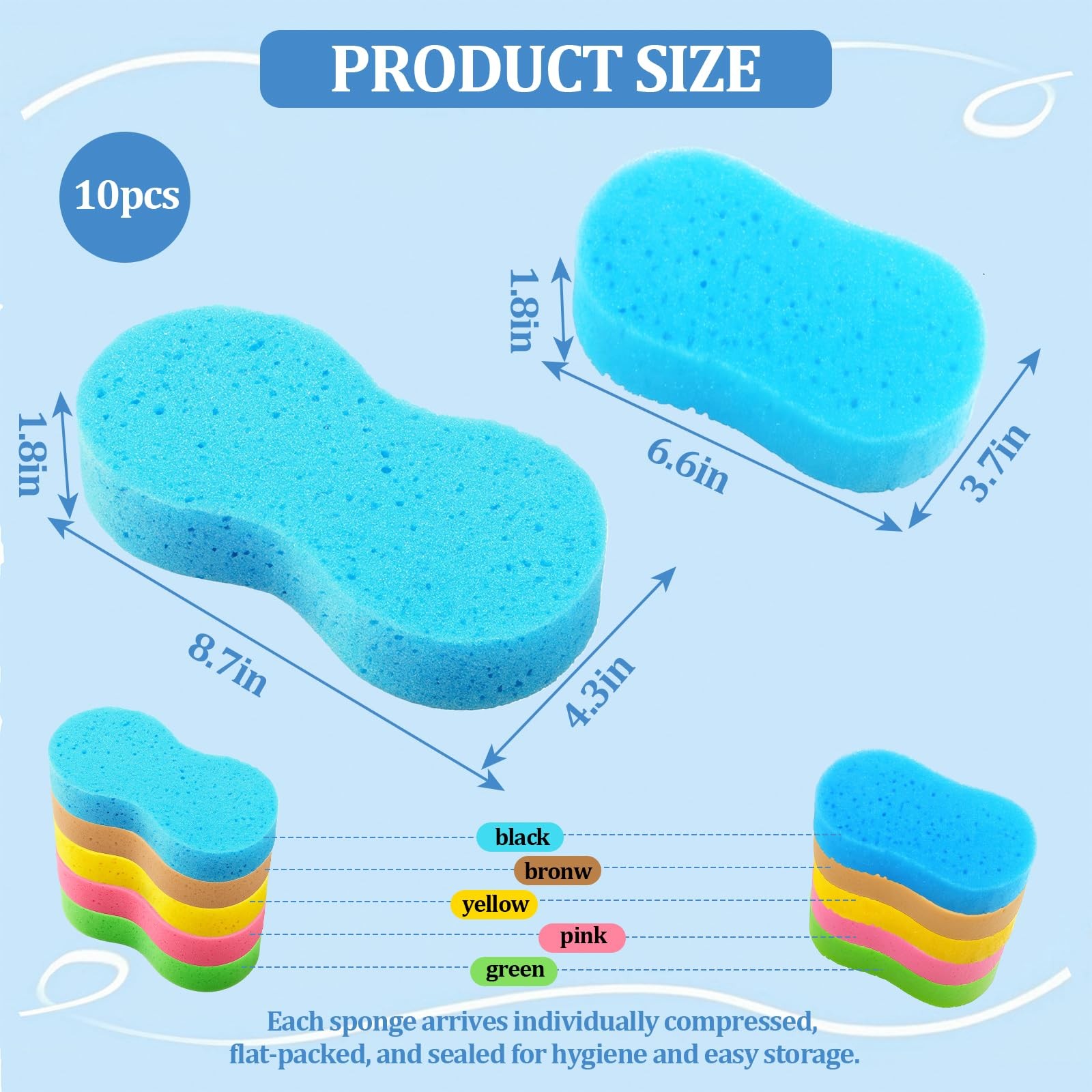 10 Pack Large Car Wash Sponges Non-Scratch Sponges for Auto, Truck, RV, Boat ...
