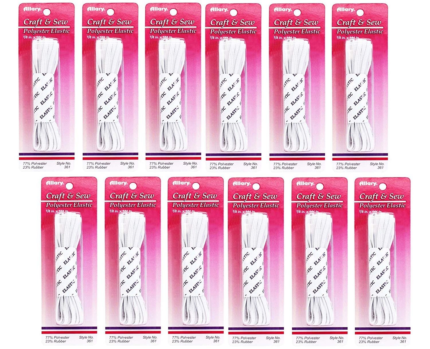 Allary 361 1/8"x144" Polyester Elastic - Multipacks