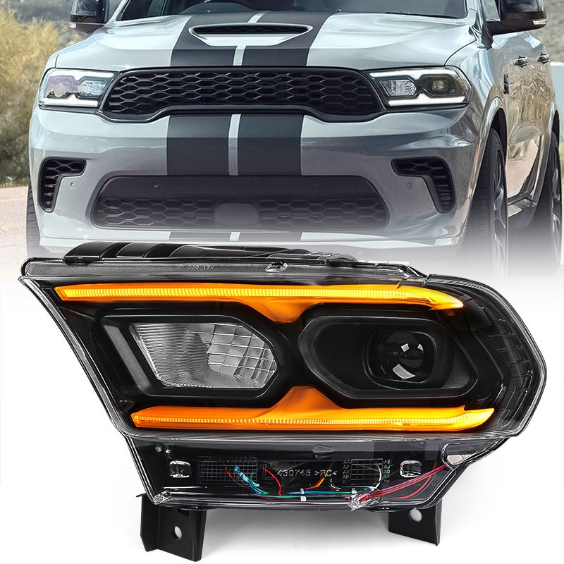 Black Full LED Projector Headlight For Dodge Durango 2021-2024 DriverLeft
