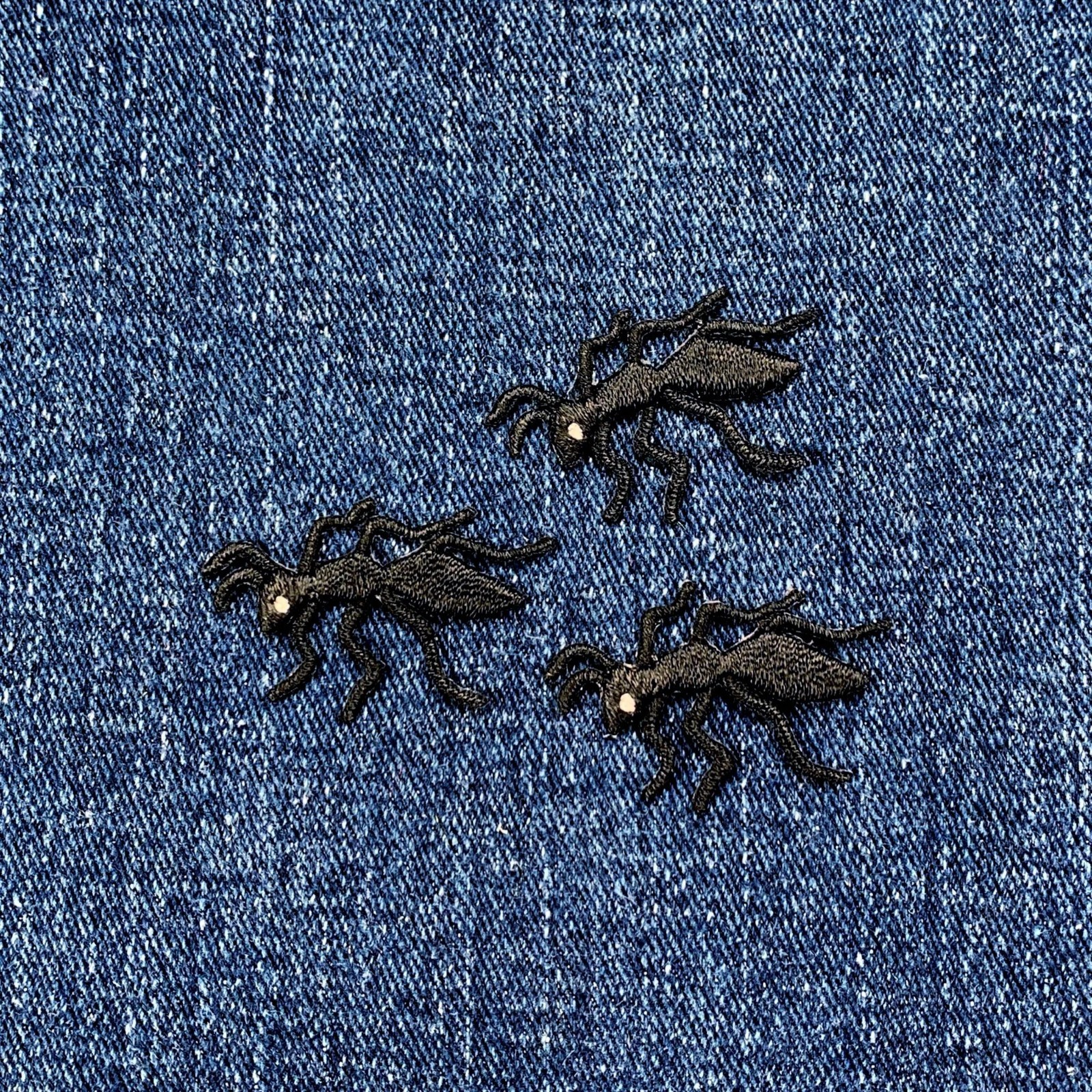 3-Pack Black Ant Applique Patch - Embroidered Insect Bug Badge 1.25" (Iron On)