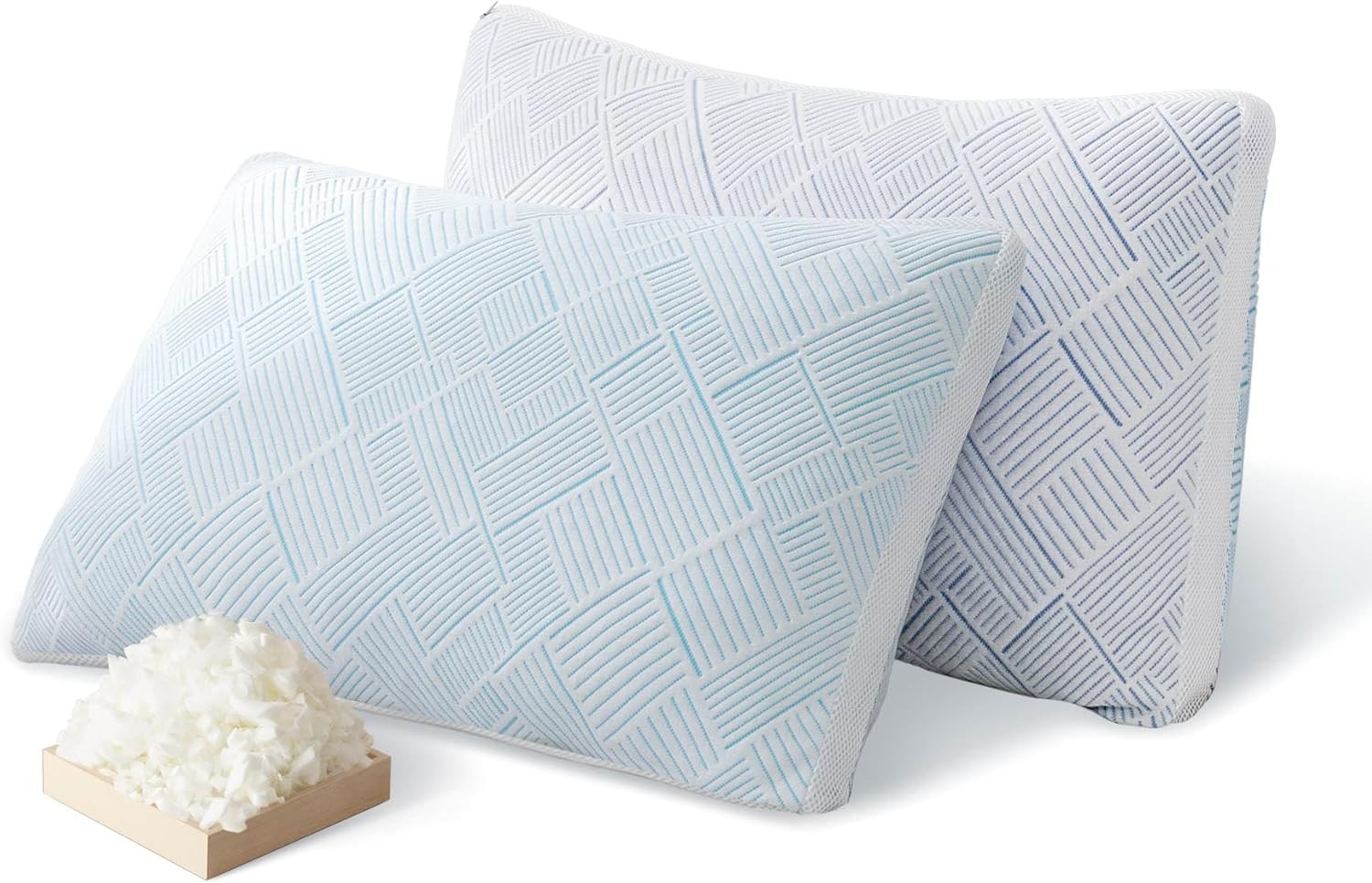 Lyralith Shredded Memory Foam Cooling Soft Bamboo Viscose Pillows King Set of 2,