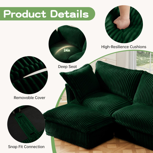 Deep Seat Armchair for Living Room Armchair Sets with Large Soft Pillow Set of 2