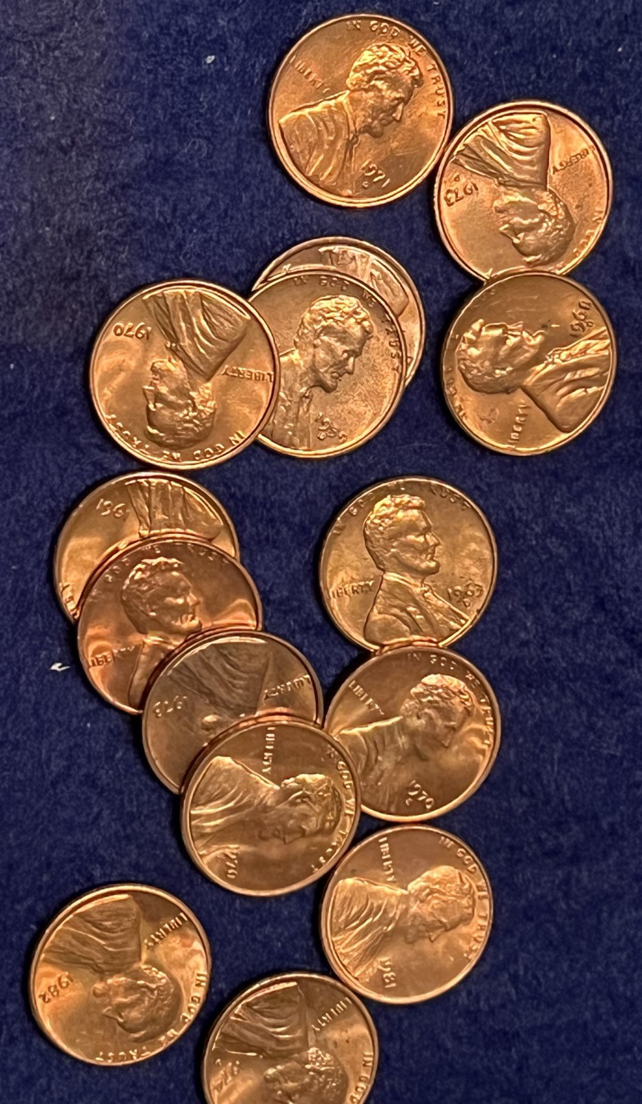 Lot of 15 Different BU RED Copper Lincoln Cents