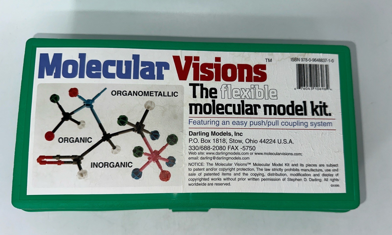 Darling Models MOLECULAR VISIONS FLEXIBLE Stereo Chemistry Model Kit READ!